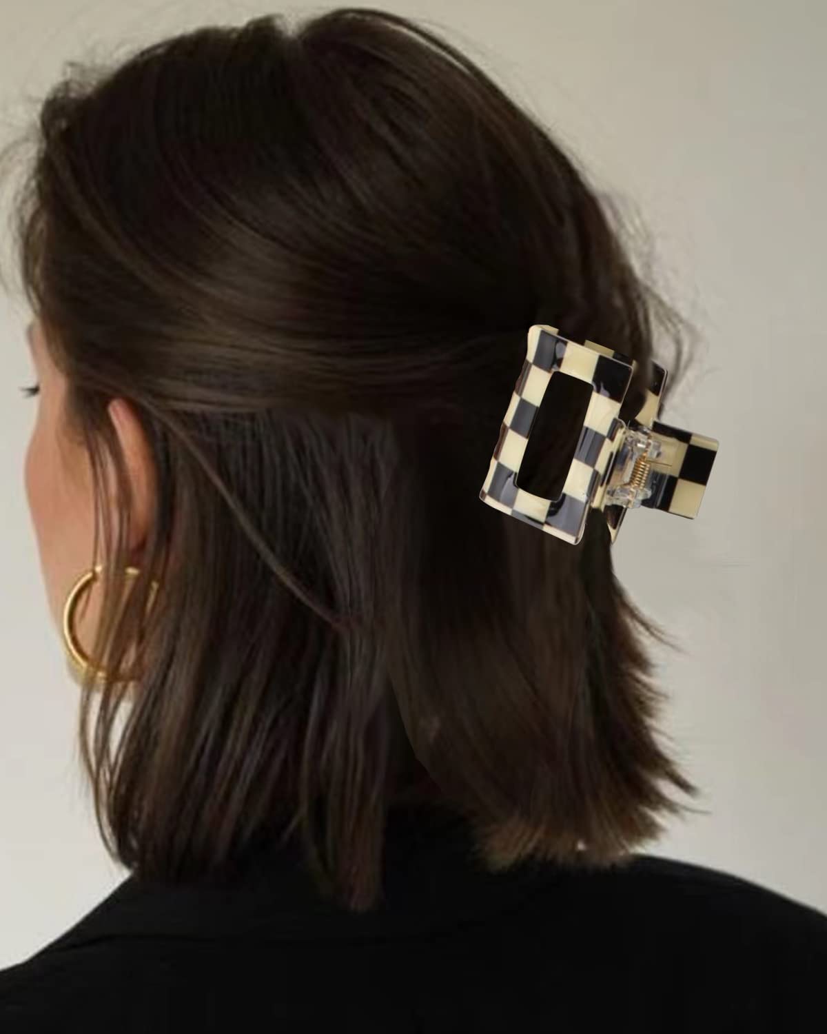 Airsky 6 Pack Checkered Hair Claw Clips, Square Medium Hair Clips, 2 x 2 x 1.1 in, One Size Fits All, Non-Slip Design for Women Girls Long Short Thin