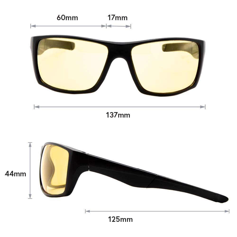 VITENZI Night Vision Glasses for Men and Women Anti Glare Safety Night and Day Driving Glasses HD Yellow Tinted Sunglasses Wrap Around Sport Palermo