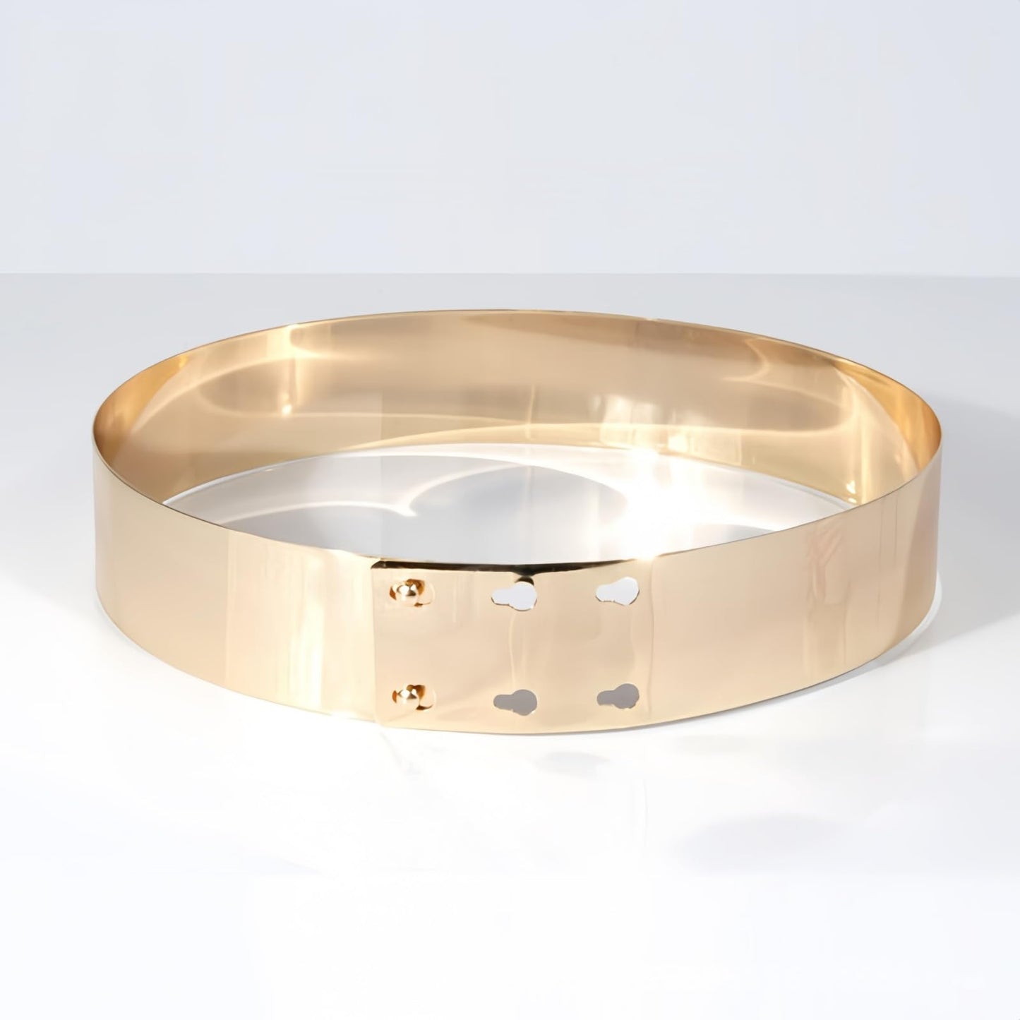 Ulalaza Womens Full Metal Sleek Mirror Plate Waistband Belt Chain Dress Decorated Skinny Golden Silver Belt