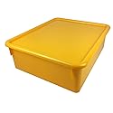 Romanoff Double Stowaway Tray with Lid, 16-inch x 13.5-inch x 5.5-inch, Yellow (ROM13003)