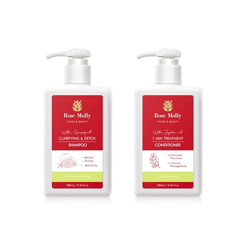 Rose Molly White Grapefruit Clarifying & Detox Shampoo, 1 Min Treatment Conditioner Set, 9.46 fl oz