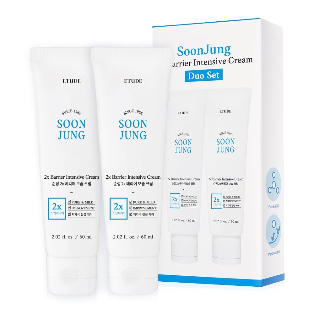 ETUDE SoonJung 2x Intensive Cream Duo Set for Barrier Repair | Rich Moist, Madecassoside & Panthenol for Soothing, Face Moisturizer for Sensitive Beauty and Personal Care ETUDE