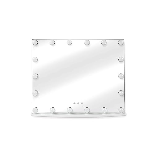 Prinz Lightup Vanity Mirror with 18 LED Lights, 25" Hollywood Makeup Mirror for Bedroom or Dressing Room, Tabletop, White