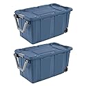 CNEIESD 40 Gallon Plastic Storage Box, Wheeled Industrial Tote, Pack of 2