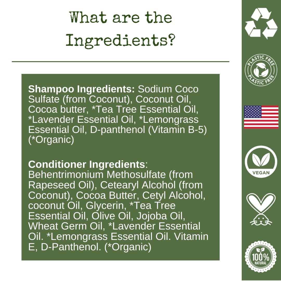 /liv/ Nature Shampoo Bar and Conditioner with Travel Tins | Lemongrass, Lavender, Tea Tree Oil | Clarifying & Growth | For Oily Hair | USA 2-pk