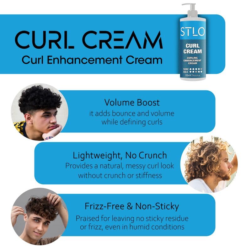 STLO Moisture Rich Curl Cream - Enhances Shine and Frizz Control - Defines Natural Curly Hair 300ml