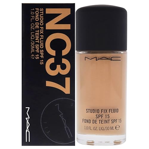 MAC Studio Fix Fluid Foundation SPF5, NC37, Clean, 1 Fl Oz (103522)