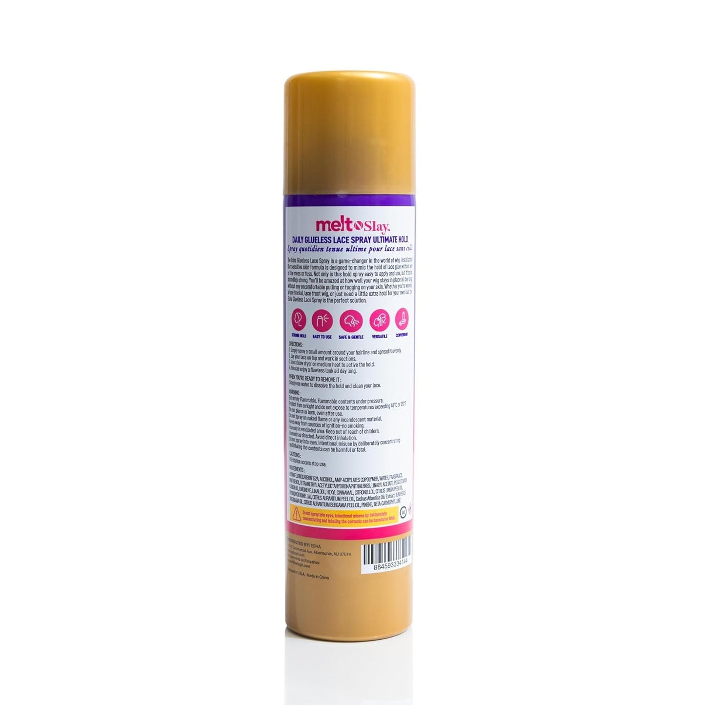 Esha MELT N SLAY Glueless Lace Spray - Ultimate Hold, Sweat & Water Resistant, Long-Lasting Secure Grip for Lace Wigs, Invisible Matte Finish & Edge