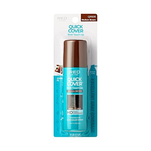 Red by Kiss Quick Cover Root Touch-Up Spray, Waterproof & Smudge-Proof Gray Coverage, Quick-Dry Formula with Jojoba Oil, Lightweight & Travel-Friendly