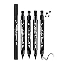LAMUSELAND Eyeliner Stamp Wingliner, Waterproof Smudge-proof Liquid Eye Liner Gel Pen Set, Long Lasting Heart Black Thin Double Ended Pencil Makeup