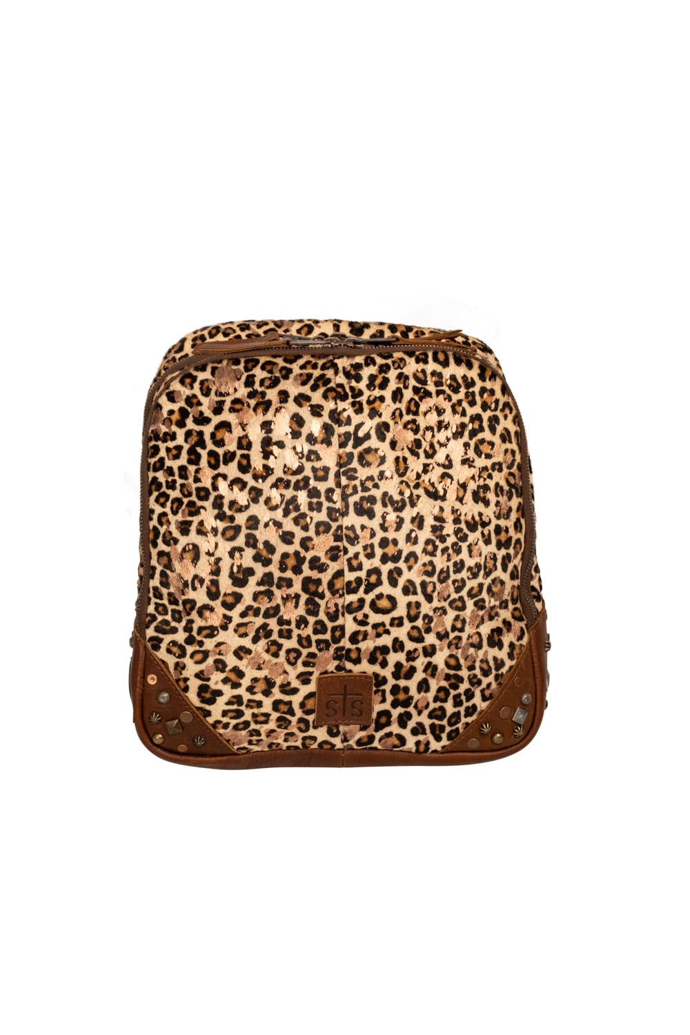 STS Ranchwear Womens Great Plains Mini Leopard Print/Brown Leather Backpack OS