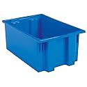 Akro-Mils 35190 Nest and Stack Plastic Storage Container and Distribution Tote, (19-1/2-Inch L x 15-1/2-Inch W x 10-Inch H), Blue, (6-Pack)