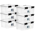 IRIS USA WeatherPro 19 Qt Storage Bins with Lids, 6 Pack, BPA-Free Plastic Gasket Box with Tight Latch and Seal, Stackable Nestable Tote Tub…