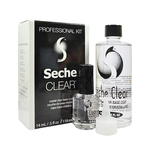 Seche Clear Professional Kit, Crystal Clear Base Coat for Nail Polish, 4 oz & 0.5 oz Refill