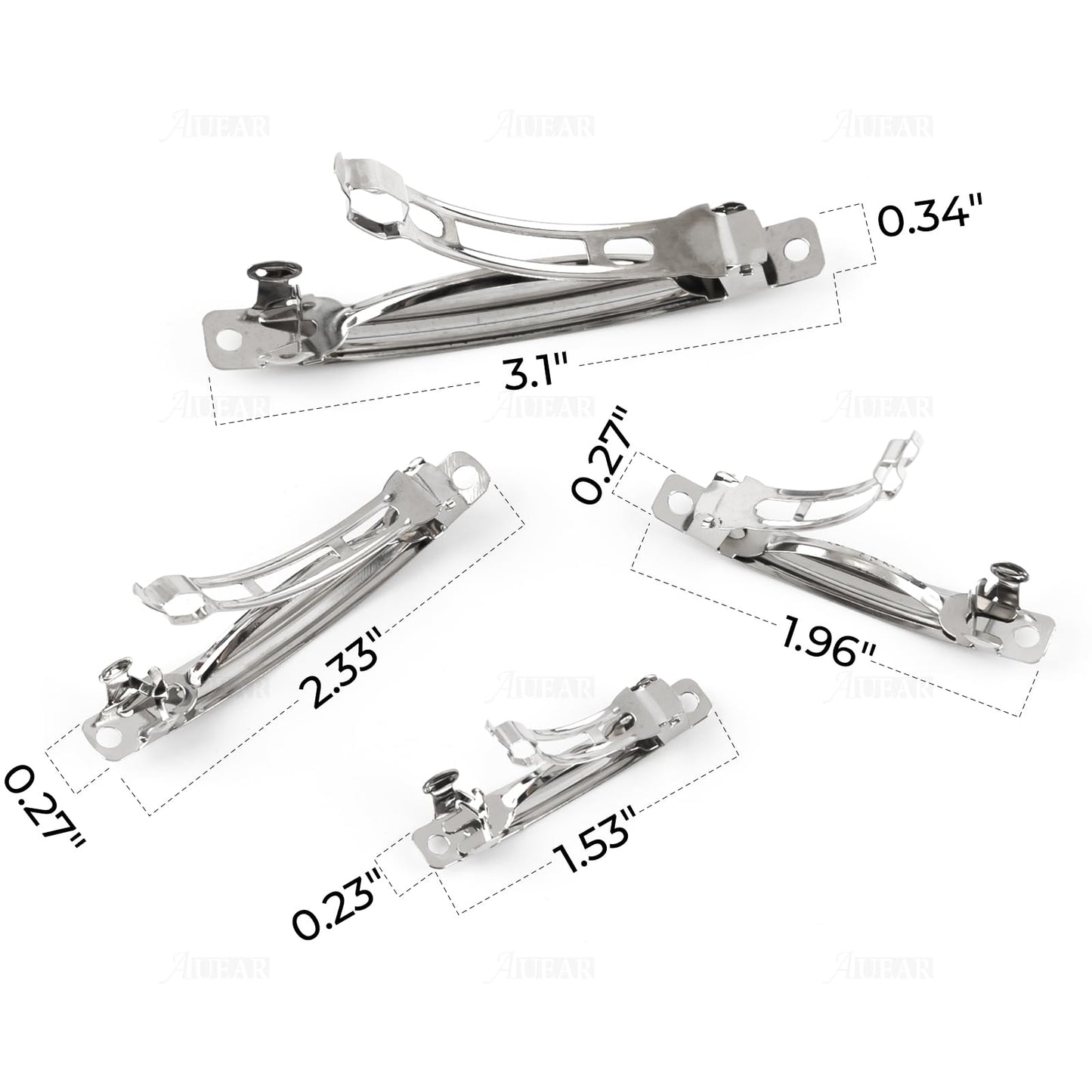 AUEAR, French Barrette Iron Rectangle Hair Clips for DIY Clip Craft Bows (120 Pack, 4 sizes)