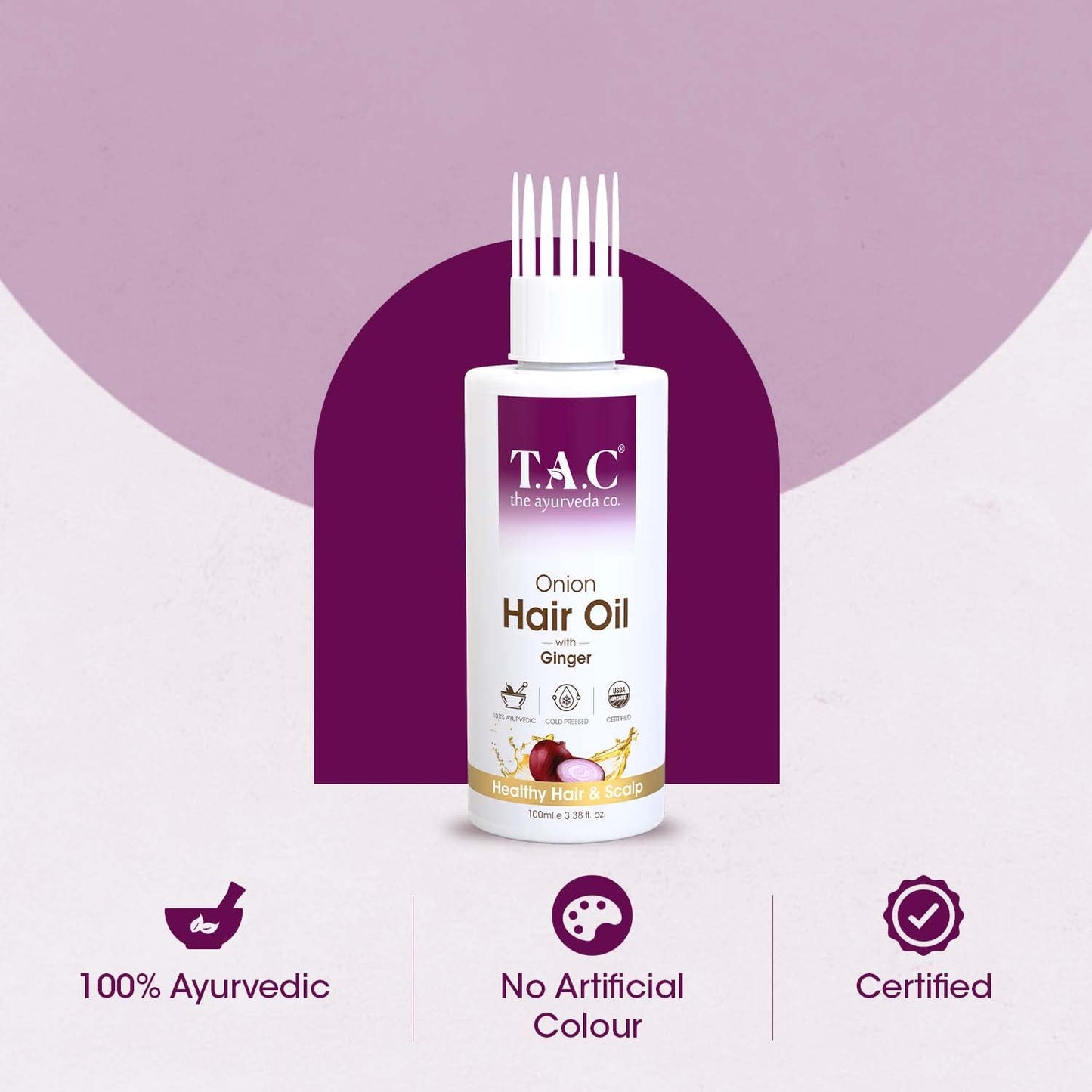 TAC - The Ayurveda Co. Onion with Black Seed and Biotin Hair Nourishment Oil for Hairfall Control 100ml