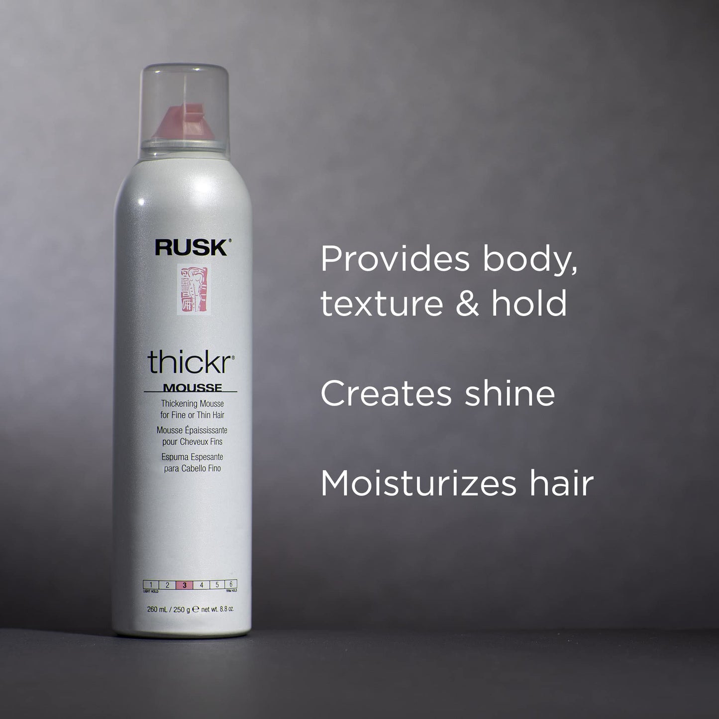 RUSK Designer Collection Thicker Thickening Mousse for Fine or Thin Hair, 8.8 Oz, Thickening Mousse that Provides Body, Texture, and Hold Without