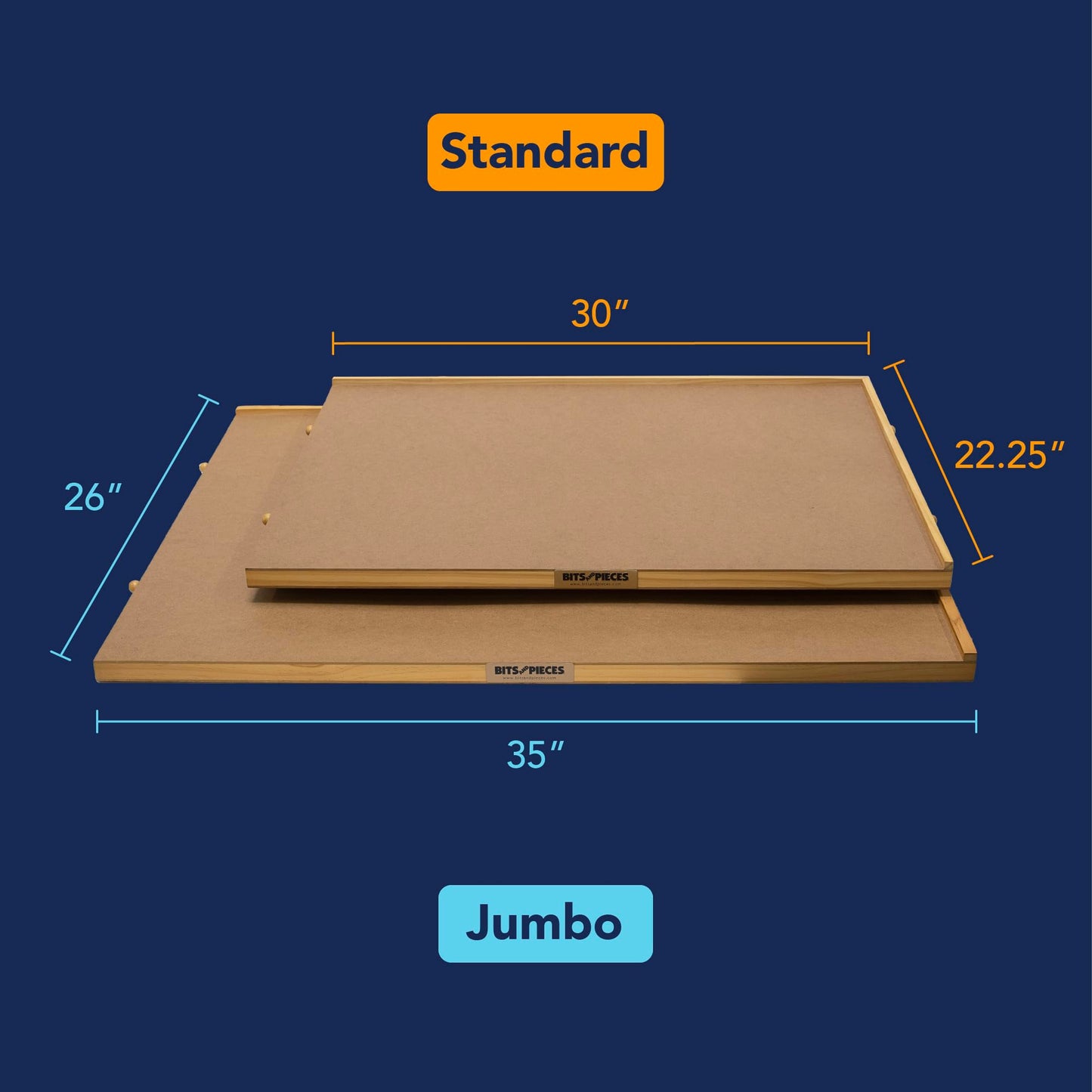 Bits and Pieces 1000 Piece Puzzle Board with Drawers – Wooden Jigsaw Table Organizer 22.25"x30" Non-Slip Surface & Sorting Trays