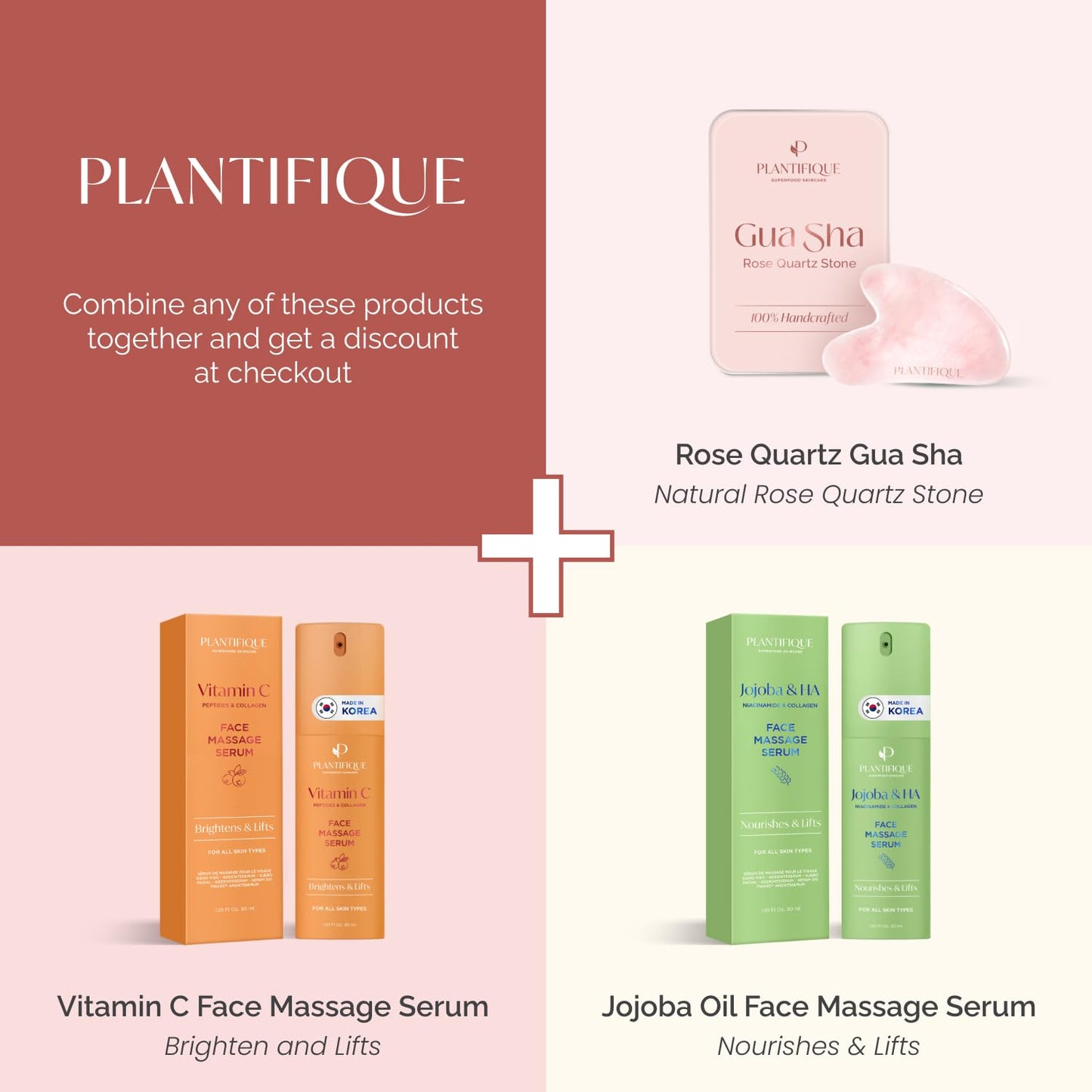 PLANTIFIQUE Rose Quartz Gua Sha Tool - Anti-Aging Face Massager & Jawline Shaper for Skincare Routine - Facial Massage & Skin Care Gift Beauty and Personal Care PLANTIFIQUE