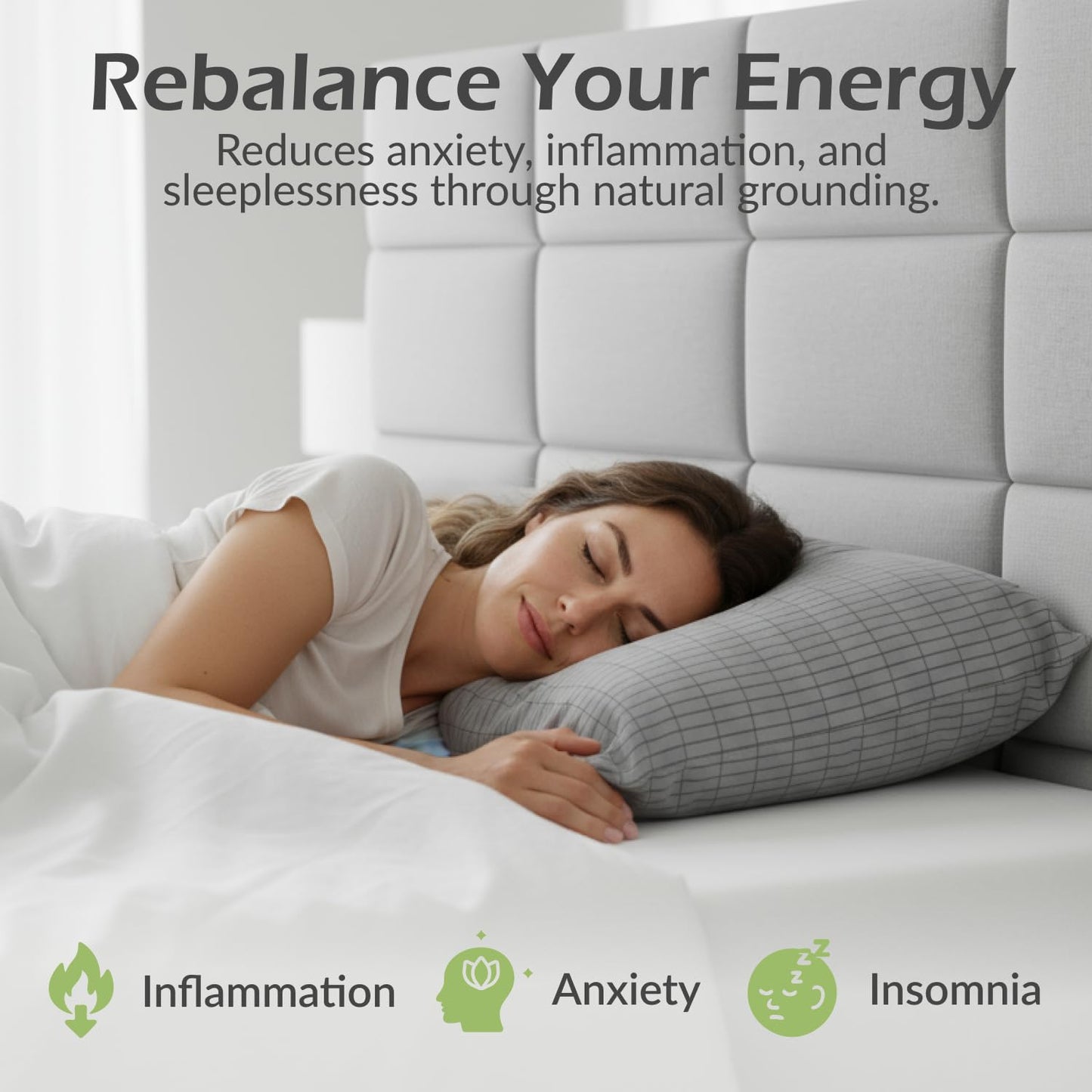 The Grounding Co. Terra Grounding Pillow Case - King Size 20x37in- Premium Fabric Blend - Organic Egyptian Cotton & Silver-Infused Threads - Pillow
