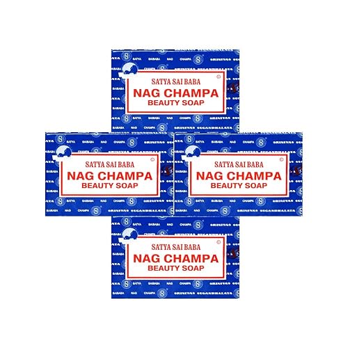 Satya Nag Champa: Sai Baba Natural Soap, Large, 150 g, 5 oz, 4 Piece