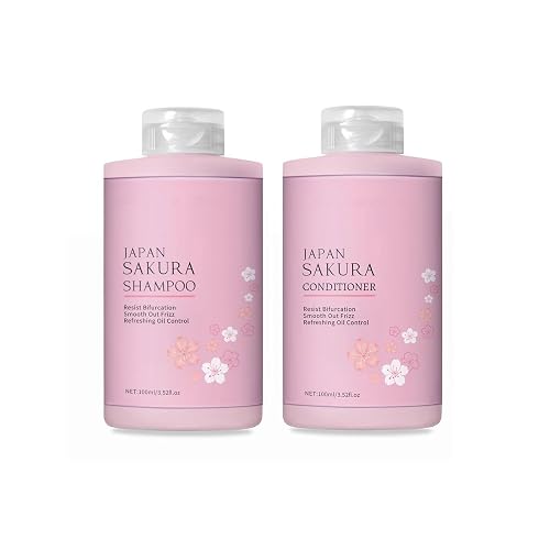 Sakura Shampoo and Conditioner Set, Hair Shampoo and Conditioner for Women, Long Lasting Sakura Scent, Hair Care, Deep Hydration, Frizz Control