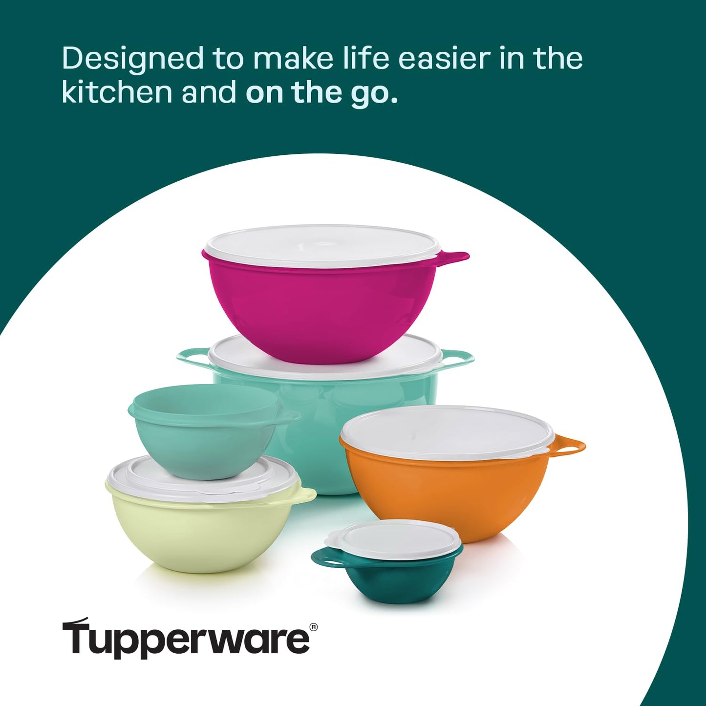Tupperware Thatsa Bowl Collection 6 Bowl Food Storage Container Set in Fauna, Dishwasher Safe and BPA Free (6 Bowls, 6 lids)