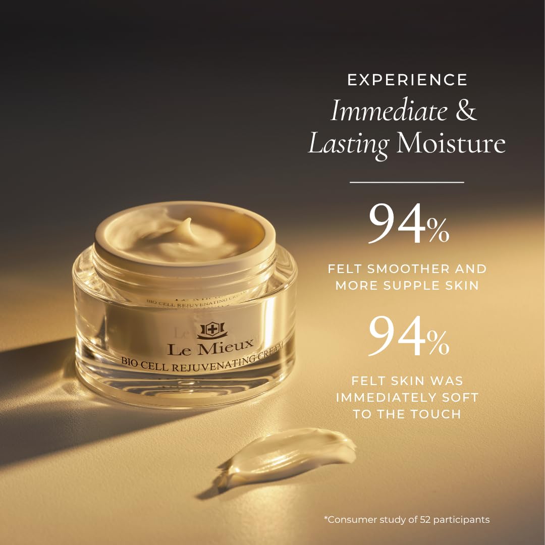 Le Mieux Bio Cell Rejuvenating Cream - Triple Peptide Facial Moisturizer with Hyaluronic Acid, Squalane & Rose Hip, Night & Day Cream for Face & Neck