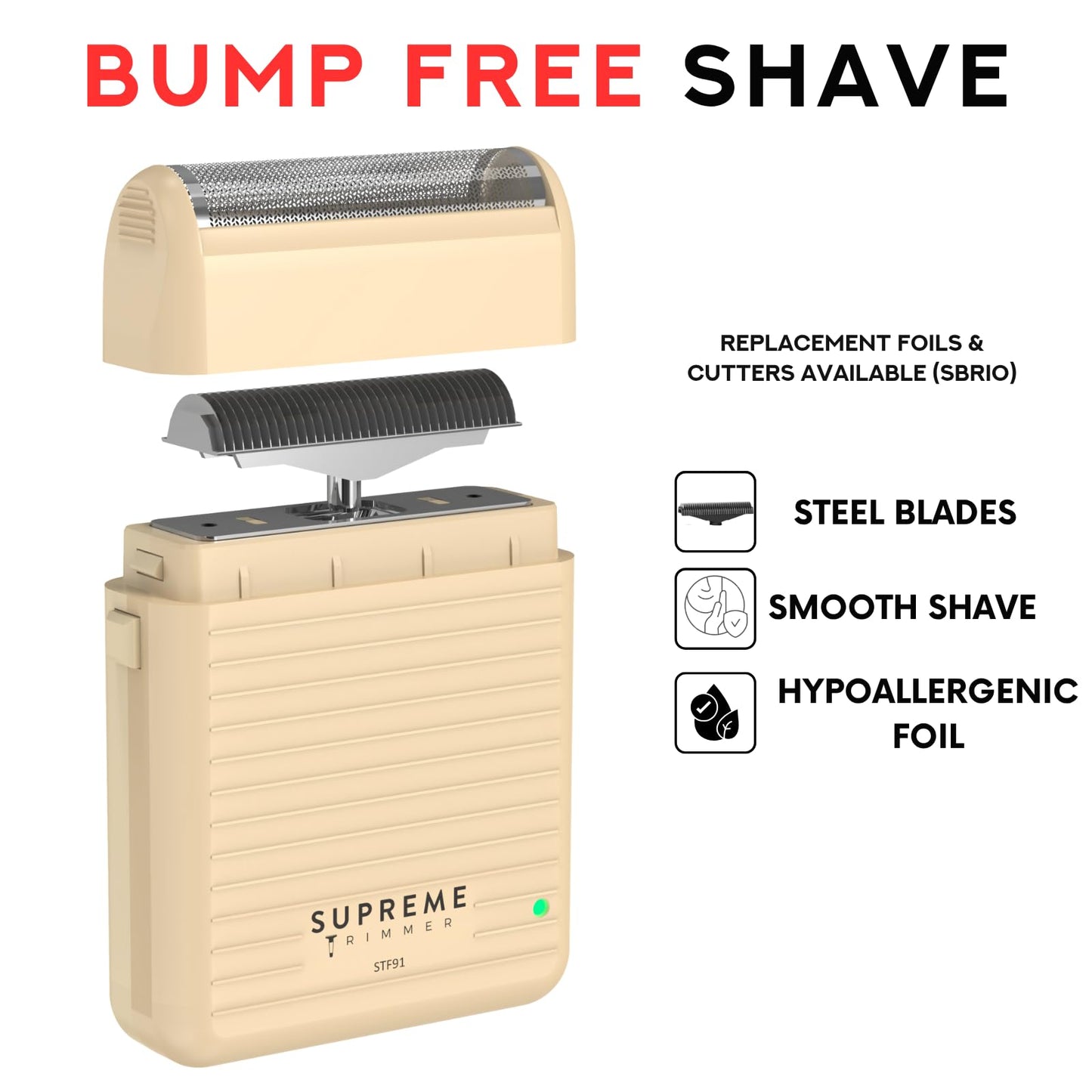 Supreme Trimmer Solo Lite Foil Shaver for Men - Rechargeable Electric Razor + 90 Min Runtime, Type-C USB Fast Charging - Lightweight Travel Shaver Beauty and Personal Care Supreme Trimmer