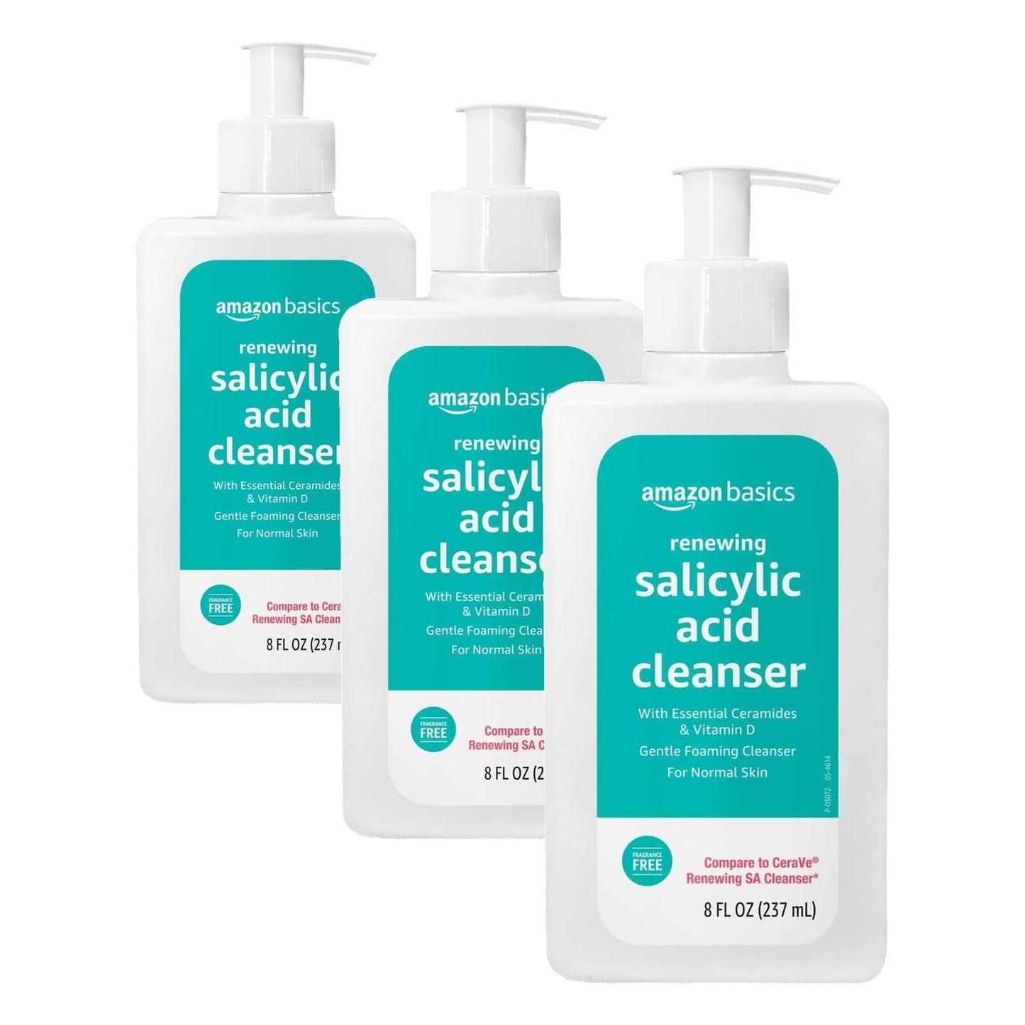 Amazon Basics Exfoliating Face Wash Cleanser, Renewing Salicylic Acid with Ceramides & Vitamin D, Foaming Formula, Smooths Skin, 8 fl oz (Pack of 3) Beauty and Personal Care Amazon Basics Default Title