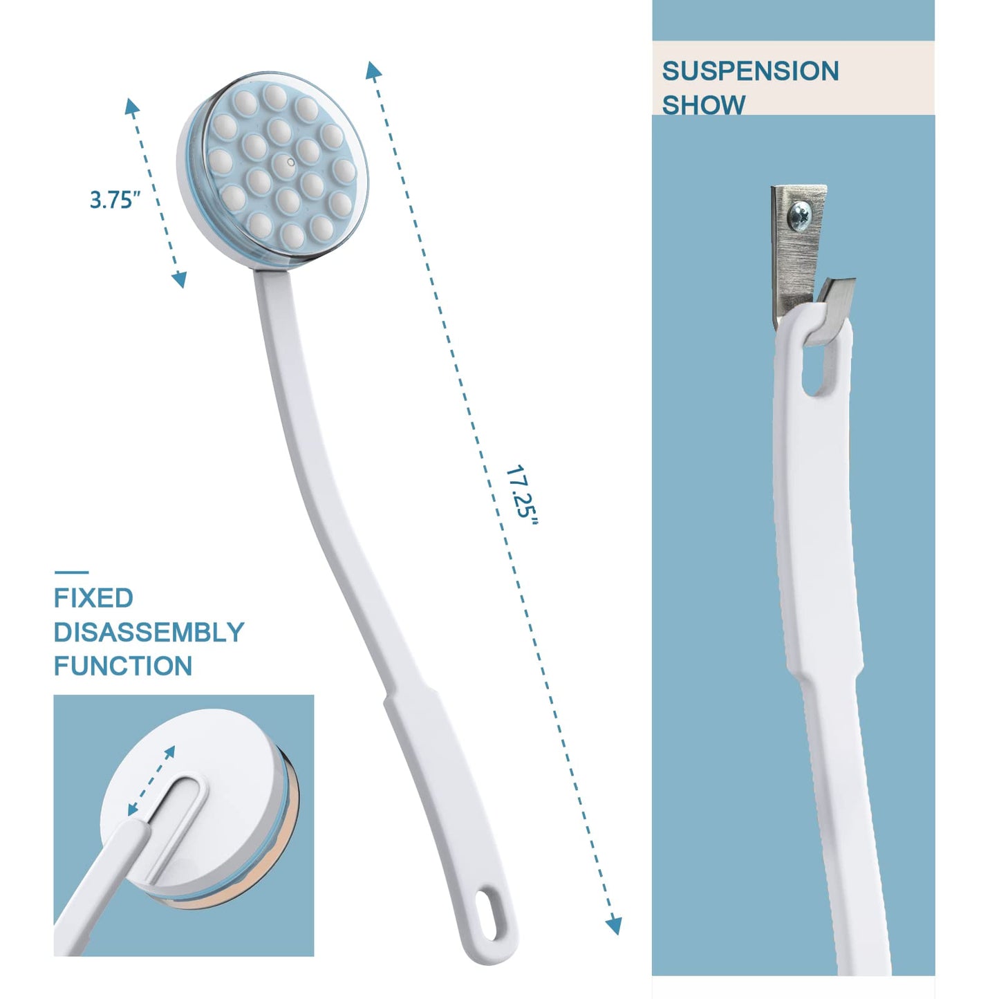 Yiesoum Back Lotion Applicator and Massager by Body Long Handheld self-Handhled Easy Reach for Sunscreen, Cream, Shower Gel on Back, Legs and Feet