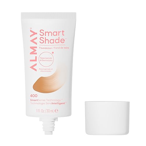 Almay Smart Shade™ Foundation, Oil-Free, Non-Comedogenic, Hypoallergenic, Vegan Face Makeup, 400 Warm Medium, 1 fl oz
