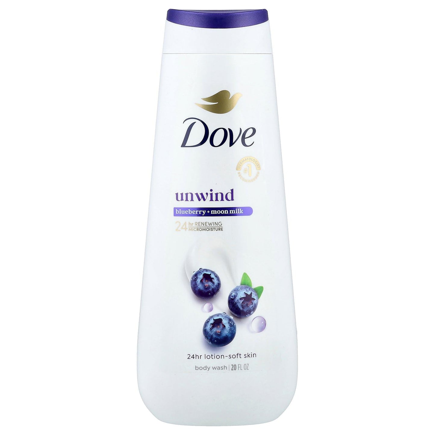 Dove Unwind Body Wash, Blueberry + Moon Milk, 20 fl oz