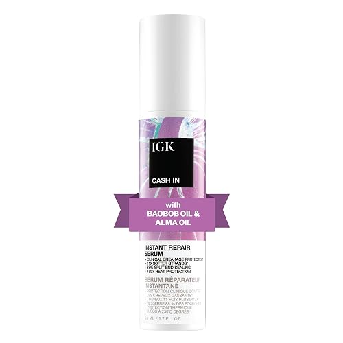 IGK CASH IN Instant Repair Serum | Helps Repair Damage, Protect Against Breakage and Heat | Seals Split Ends for a Softer, Smoother Finish | 1.7 Oz
