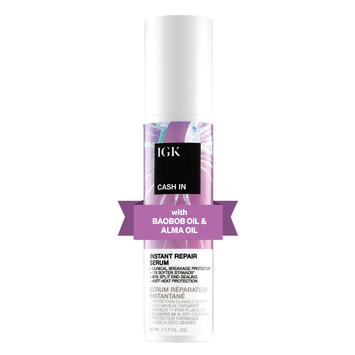 IGK CASH IN Instant Repair Serum | Helps Repair Damage, Protect Against Breakage and Heat | Seals Split Ends for a Softer, Smoother Finish | 1.7 Oz