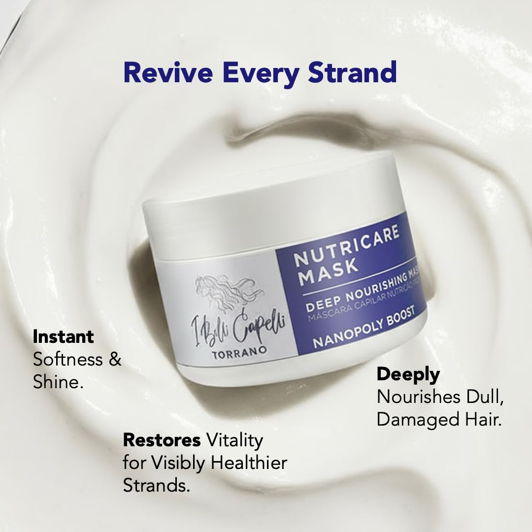 I Belli Capelli Torrano NutriCare Shampoo, Conditioner & Hair Mask Set - Strengthens, Nourishes & Moisturizes Dry, Damaged or Color-Treated Hair