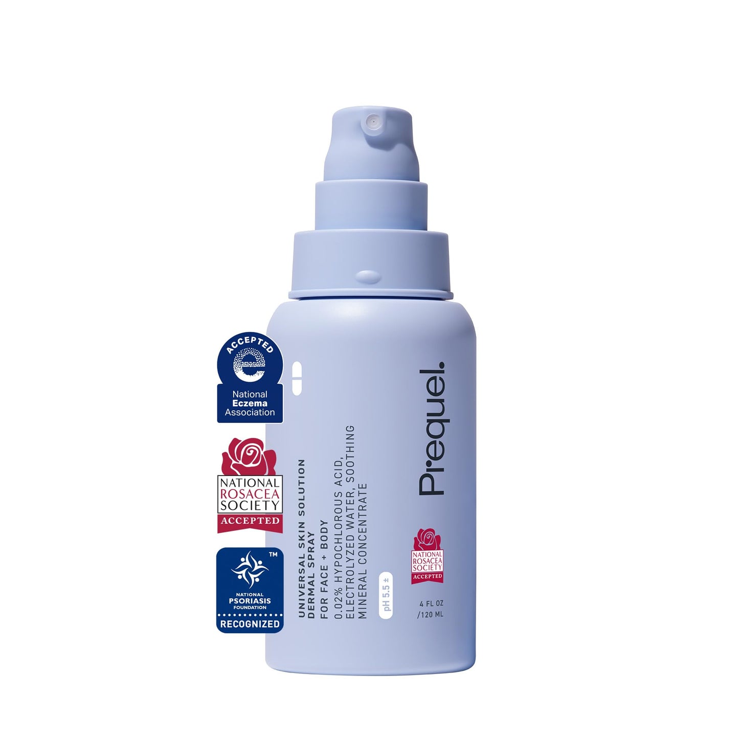 Prequel Skin Universal Skin Solution Hypochlorous Acid Spray for Face and Body. Fine Mist HOCL Facial Cleanser and Dermal Spray with Minerals