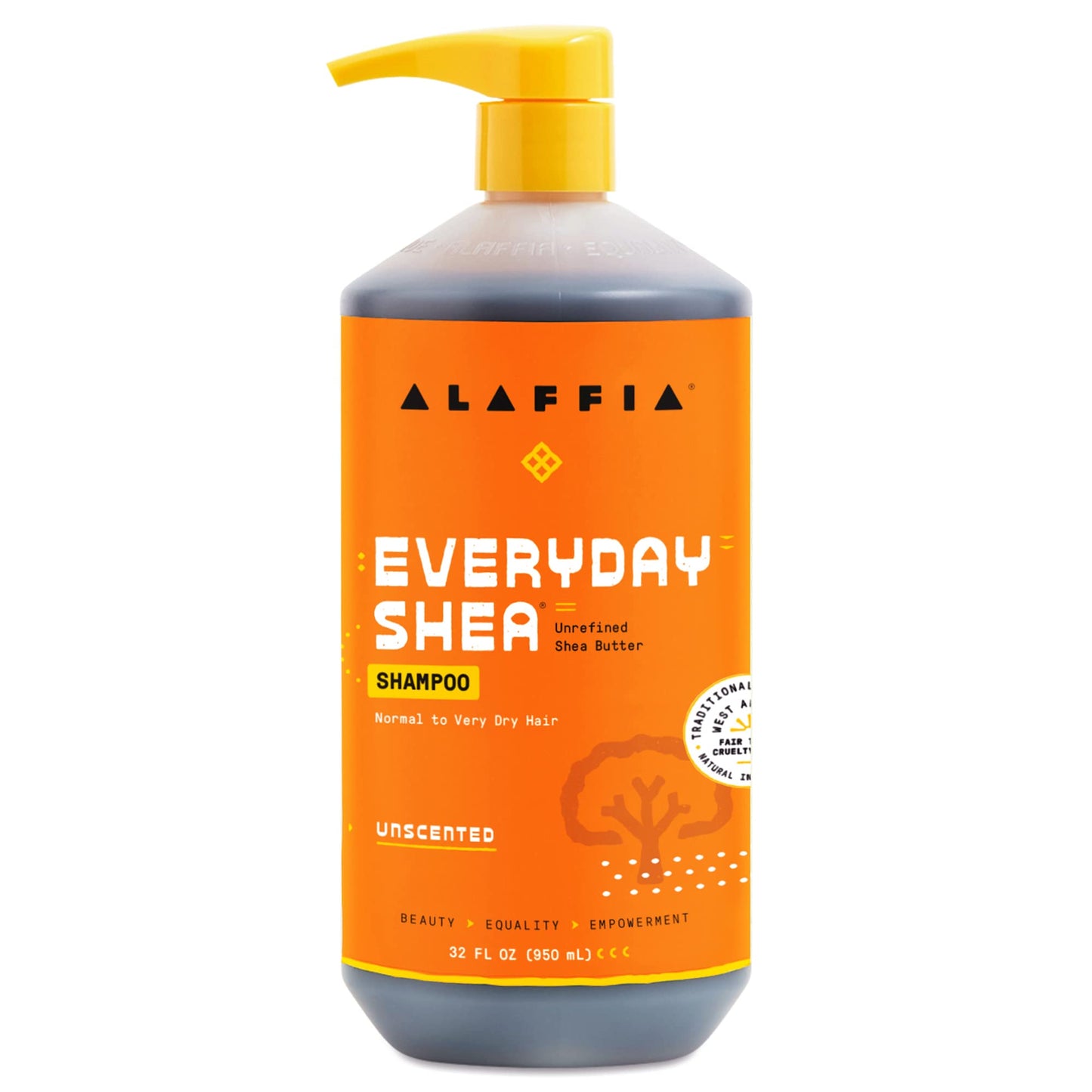 Alaffia EveryDay Shea Shampoo, Unscented, Gentle Cleansing Shampoo for Normal to Dry Hair. Made with Fair Trade Unrefined Shea Butter, No Parabens or