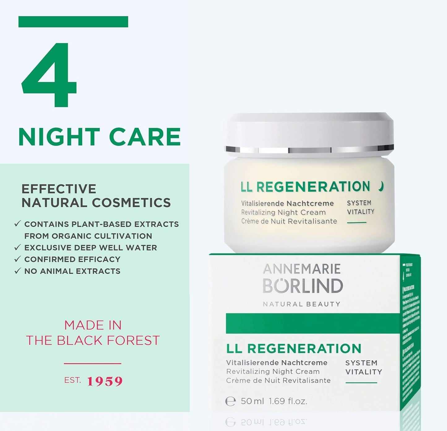 ANNEMARIE BÖRLIND - LL REGENERATION Revitalizing Night Cream - Natural Anti Aging Vitamin C, E and Retinoid Face Cream for Visibly Firmer and Wrinkle