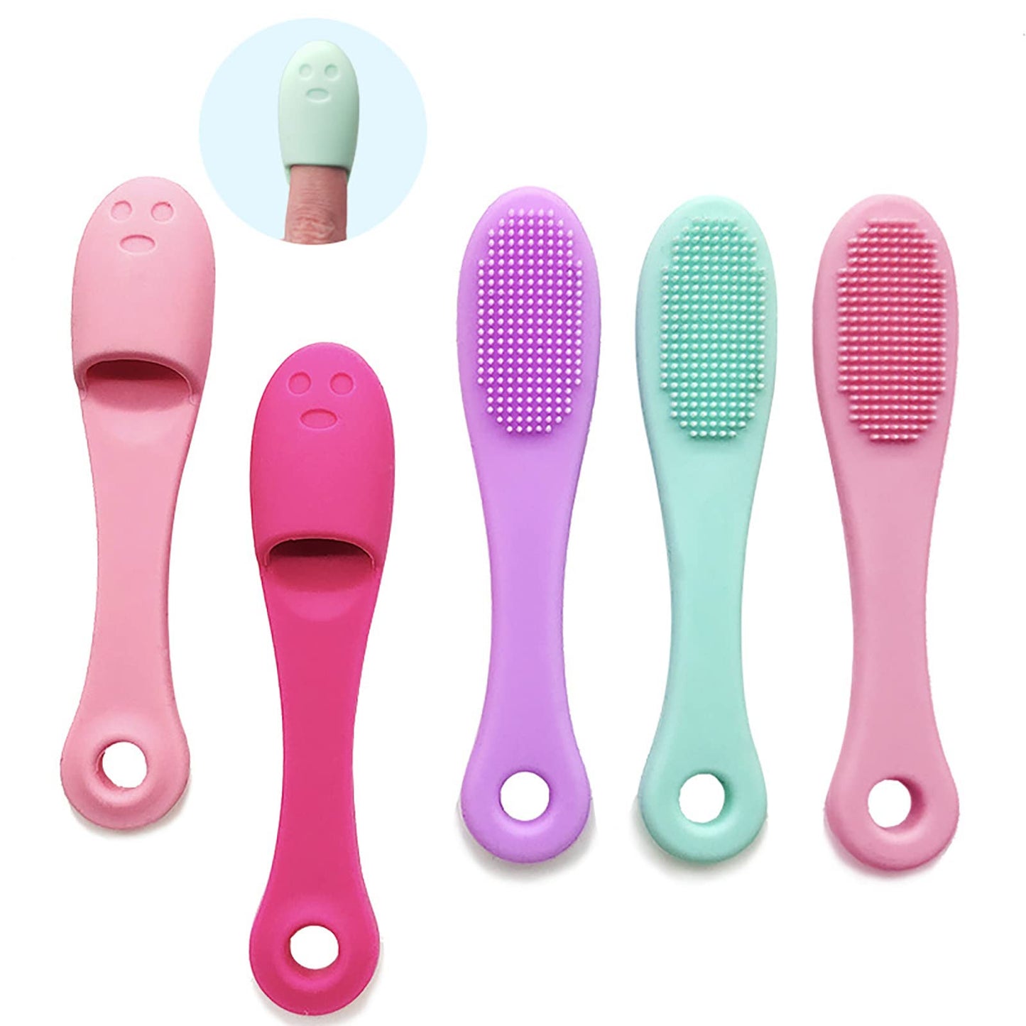5-Pack Soft Silicone Manual Facial Cleansing Brushes, Face Scrubber Cleanser Brush for Gently and Effectively Cleaning, Removing Blackheads