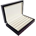 4 Less Co Cufflink Storage Box Case Display Wood Ring Organizer - Ebony 4091EB