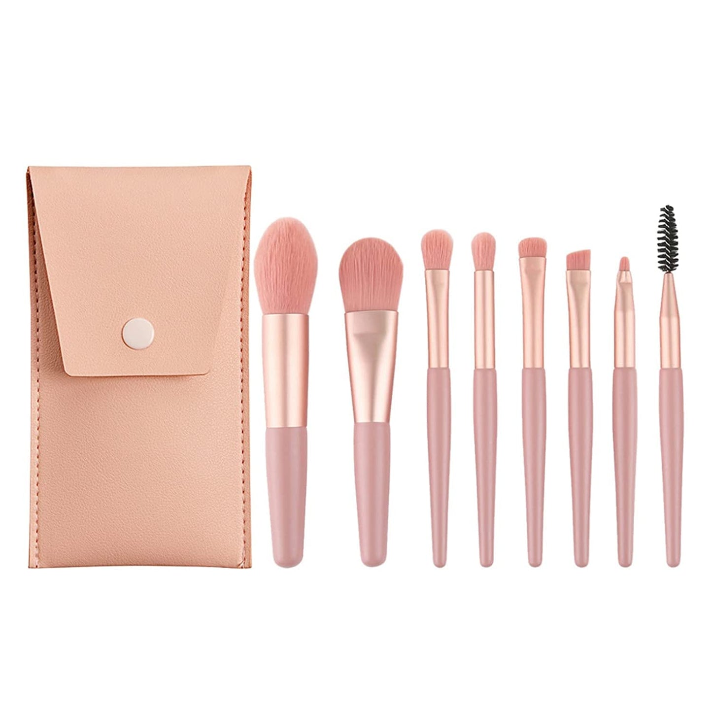 Liasun Travel Makeup Brush Set 8PCS Mini Size Premium Synthetic Fiber Foundation Blush Concealer Eyebrows Eye Shadow Angled brush Lip Make up Brush