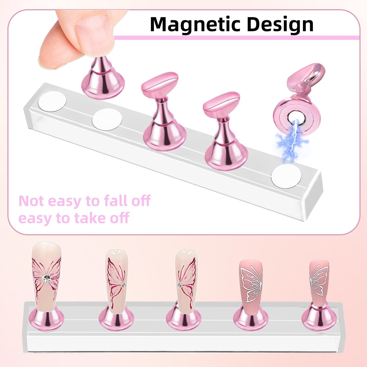 2 Set Nail Stand,Nail Holder Stand with 100 Pcs Double Sided Tape,Press on Nail Stand,Nail Practice Hand,Nail Holder for Painting Nails,for Nail Art Beauty and Personal Care TKYZMS