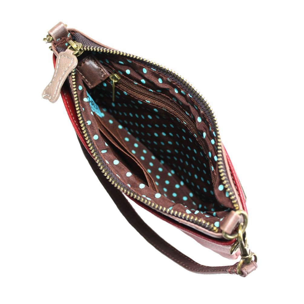 Chala Paw Print Mini Crossbody Handbag Dog Lovers Convertible Straps Dog Mom (Teal Paw/Burgundy)