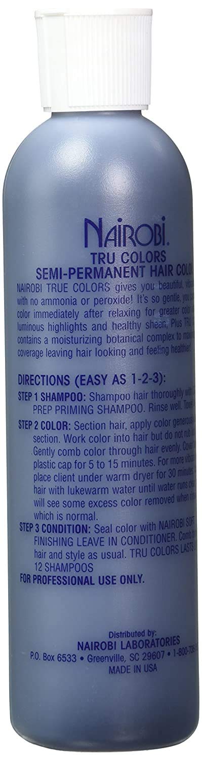 Nairobi Tru Colors Semi Permanent Hair Color No.2 Indigo (Blue/Black) for Unisex, 8 Ounce