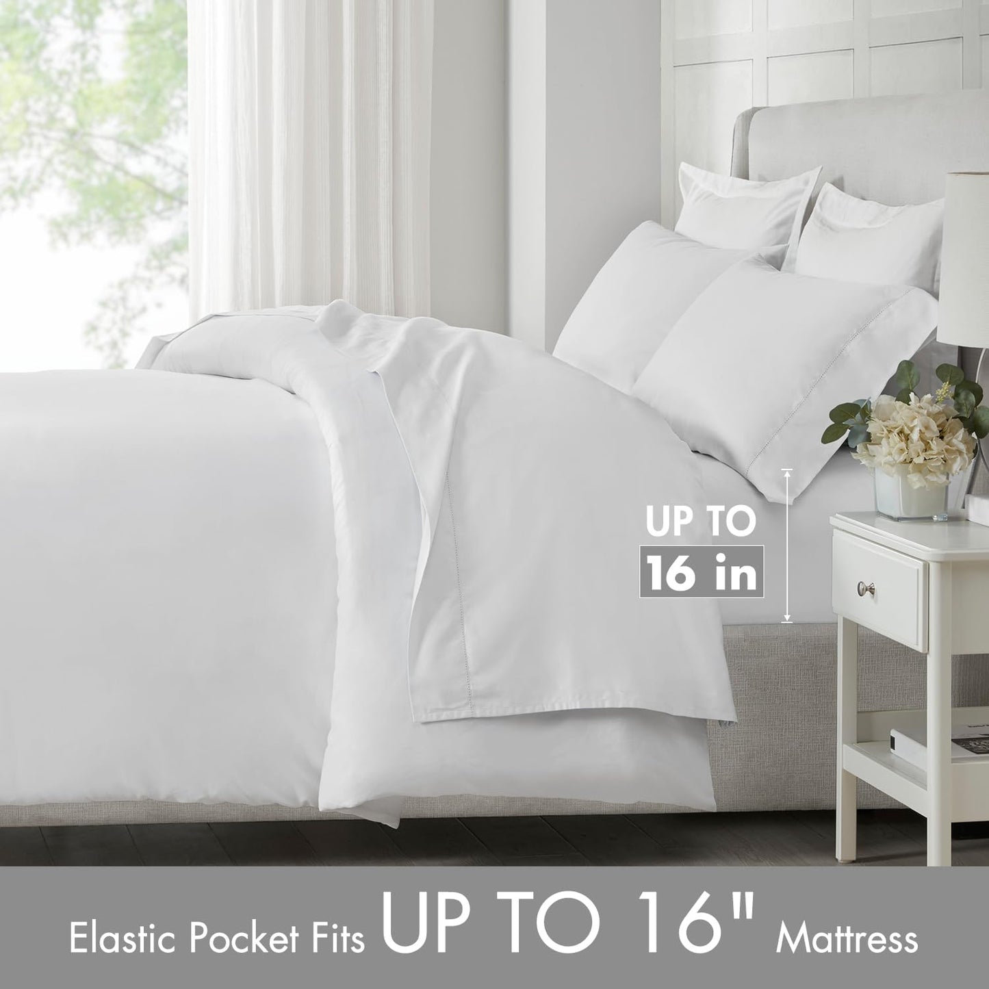 Madison Park Cotton Sheet Set, Soft & Breathable 500TC Egyptian Cotton Sheets, All Seaons Elastic Deep Pockect Sheet Set, Lightweighted 100% Egyptian