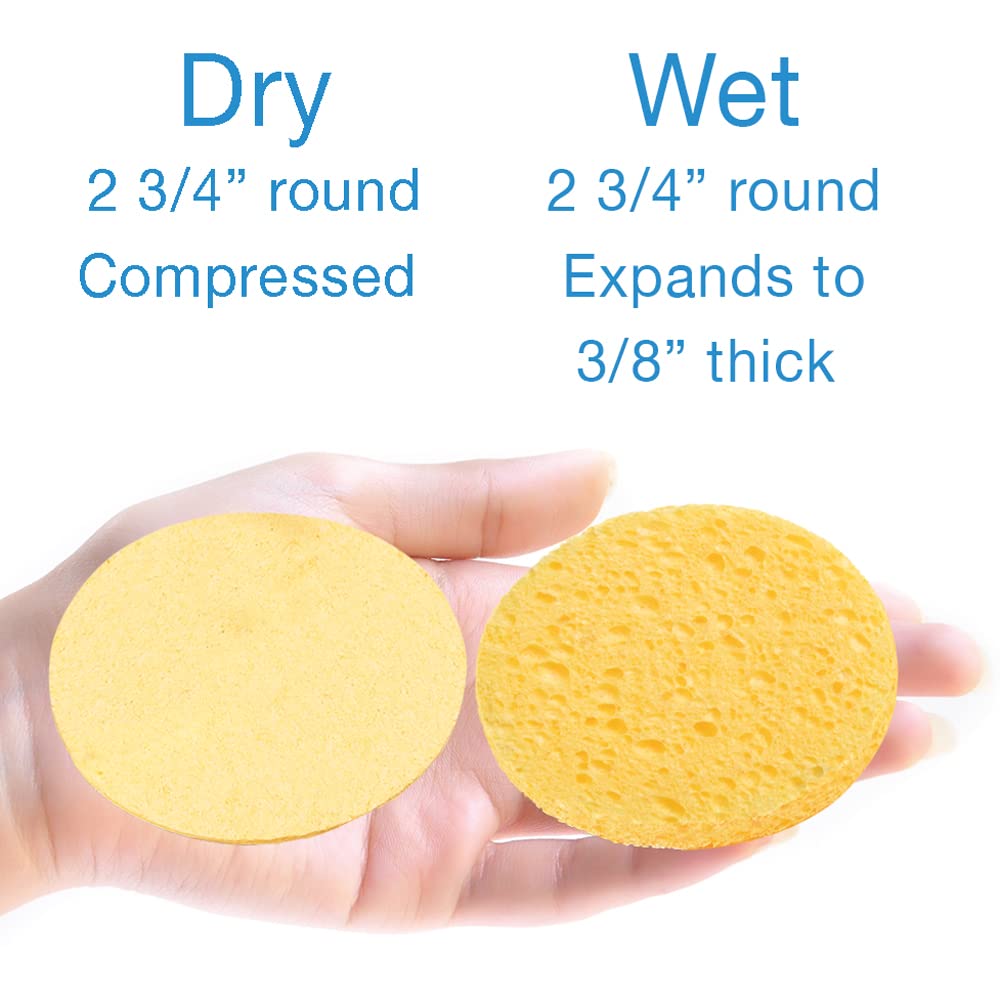 ForPro Professional Collection Premium Compressed Facial Sponges, 50-Count Cellulose Sponges for Facial Cleaning, Exfoliating and Makeup Removal