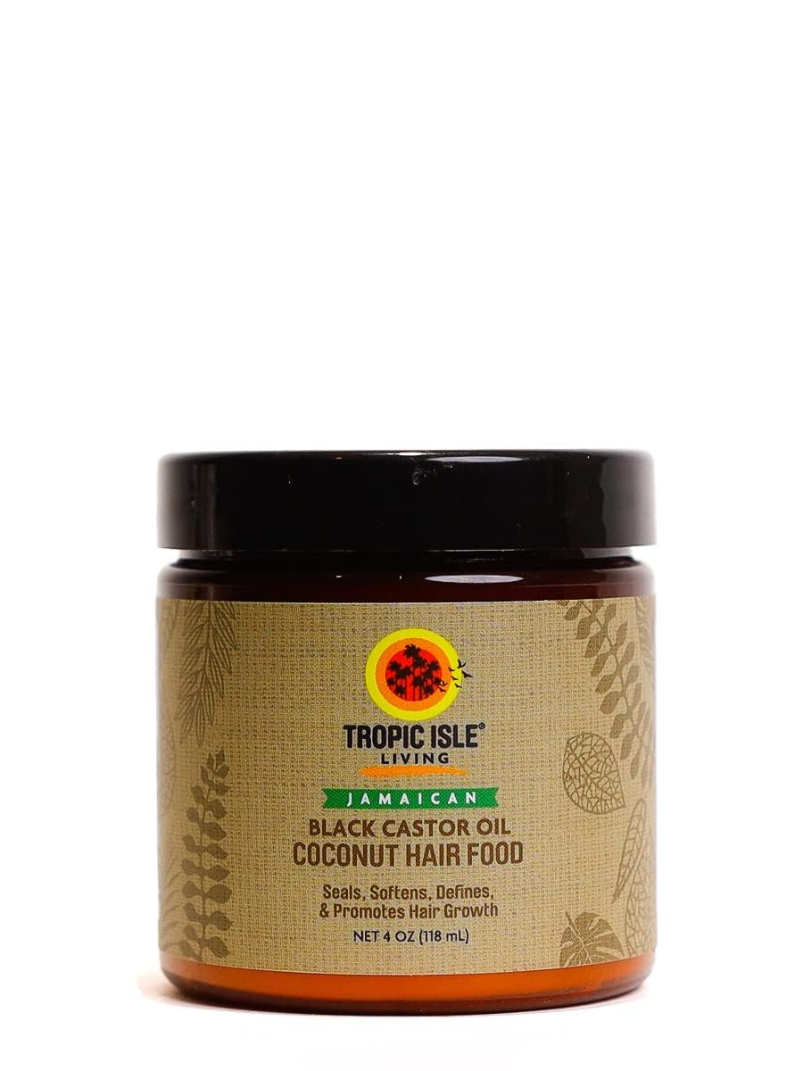 Jamaican Black Castor Oil Coconut Hair Food 4 oz | Seals, Softens, Defines & Promotes Hair Growth | Traditional Handmade Jamaican Black Castor Oil