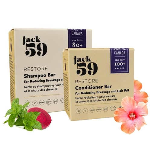 Jack59 All Natural Shampoo and Conditioner Bar Set for Hair Growth and Promotes Strength, Reduce Breakage, Hair Fall, and Scalp Issues, 3 oz & 2 oz