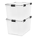 IRIS USA WeatherPro 74 Qt Storage Bins with Lids, 2 Pack, BPA-Free Plastic Gasket Box with Tight Latch and Seal, Stackable Nestable Tote Tub…